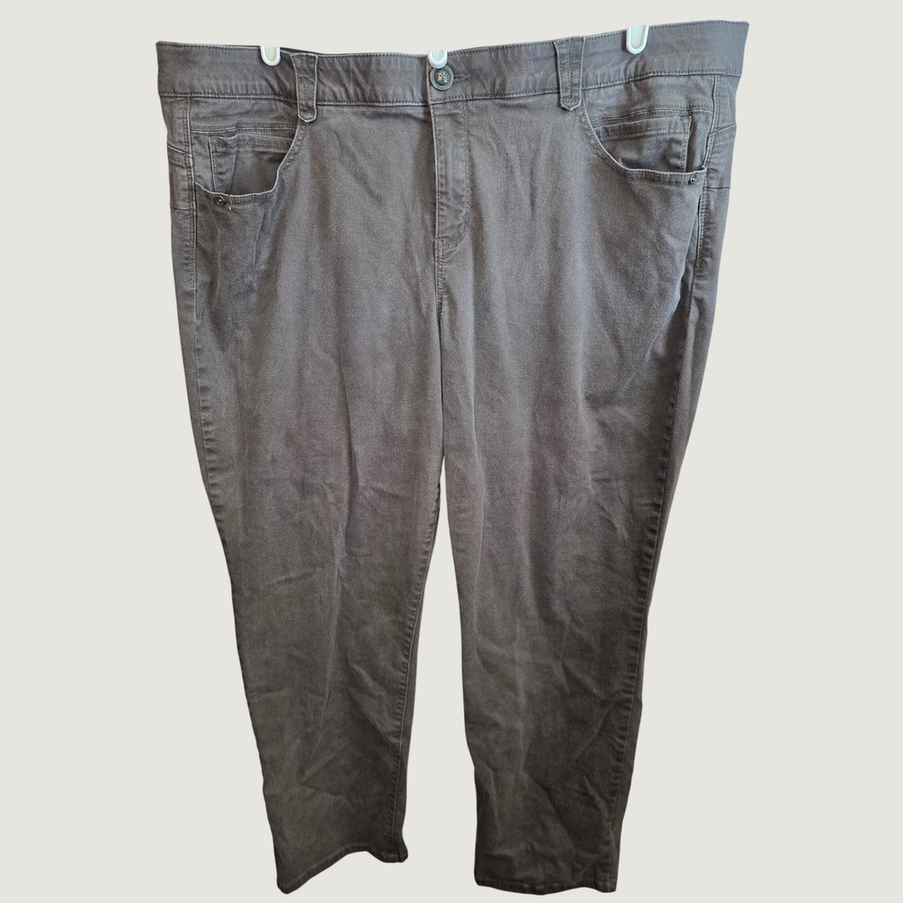 Democracy Ab Solution Straight Leg Pants Plus Size 24 W 24W Dark Gray Stretch